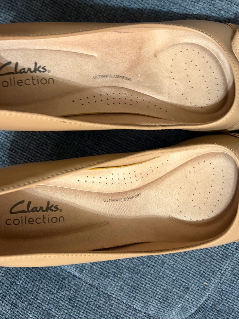 Clarks Tan Leather Low Heel Pumps